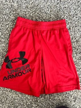 Boys, Red Under Armour Athletic Shorts, Size XS